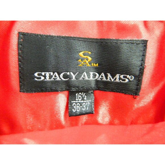 Stacy Adams Mens Red Satin Long-Sleeve Dress Shirt 16.5 38/37 Shiny Flashy - Picture 3 of 14